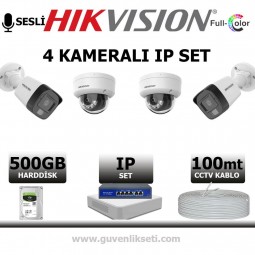 Hikvision 2mp 4 Kameralı Gece Renkli ve Sesli IP Kamera Seti